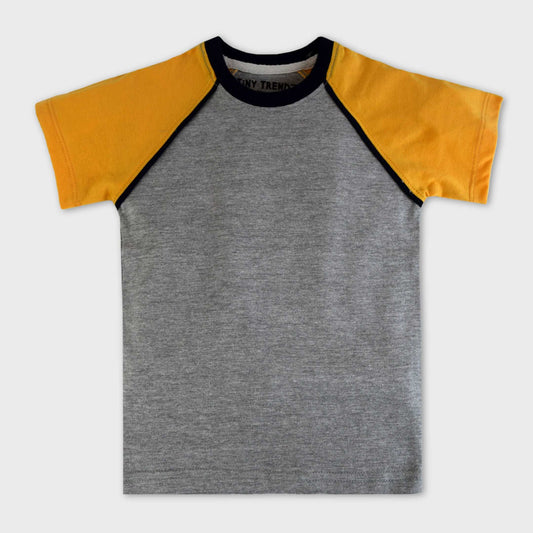 Grey & Yellow Kids Raglan T-shirt