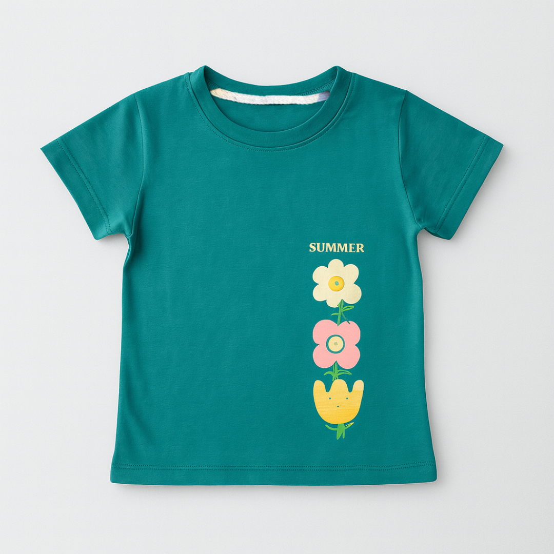 Kids Floral dance Top (Teal)