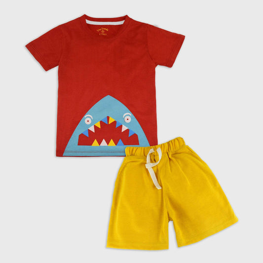 Hunting Shark Set Long Shorts (Red and yellow)
