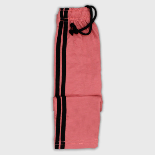 Solid Cotton Pants (Pink with Black Stripes)