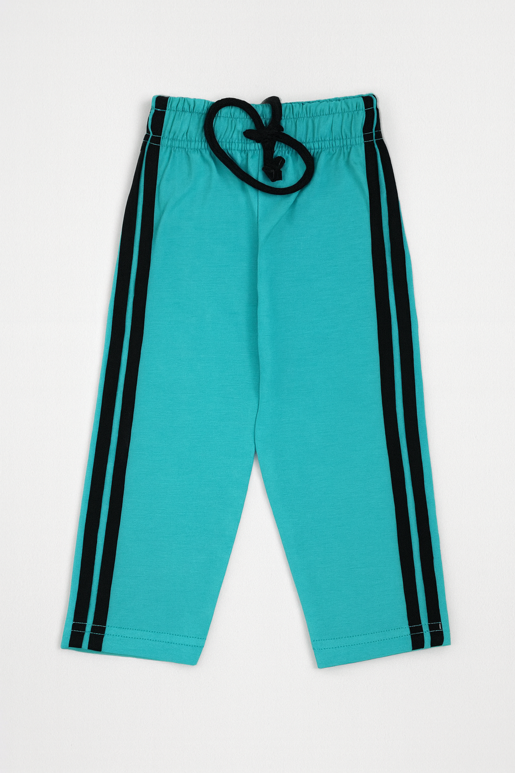Solid Cotton Trousers/Pants (Aqua Blue with Black Stripes)