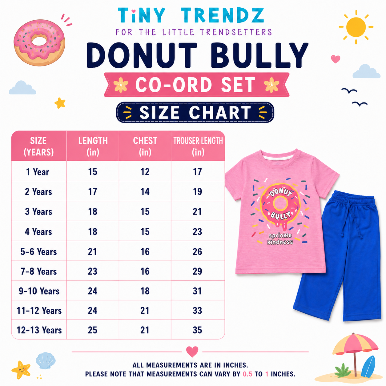 Donut Bully Kids Cotton T-Shirt & Royal Blue Trouser Co-ord Set