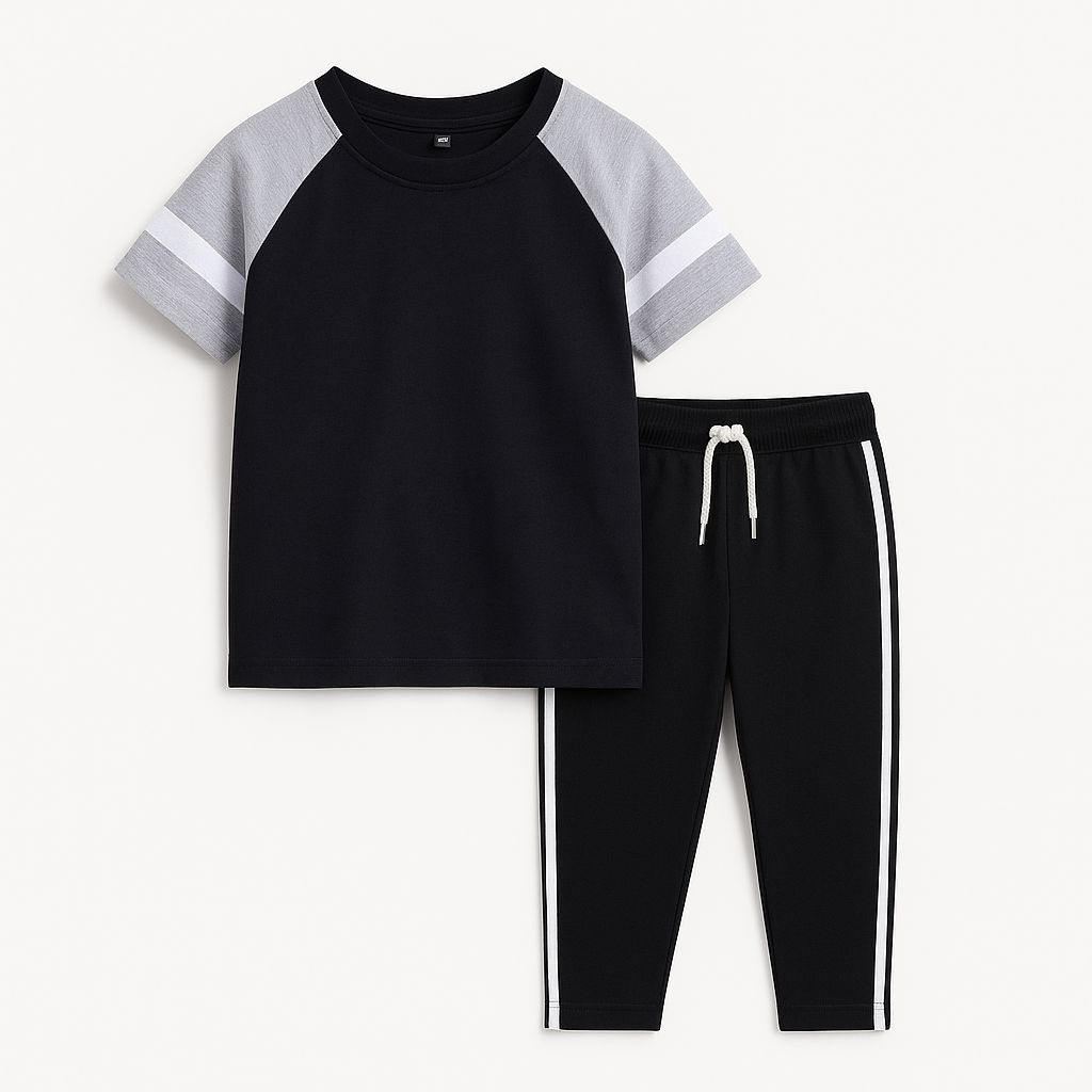 Black & grey Raglan combo (Tee+trouser)