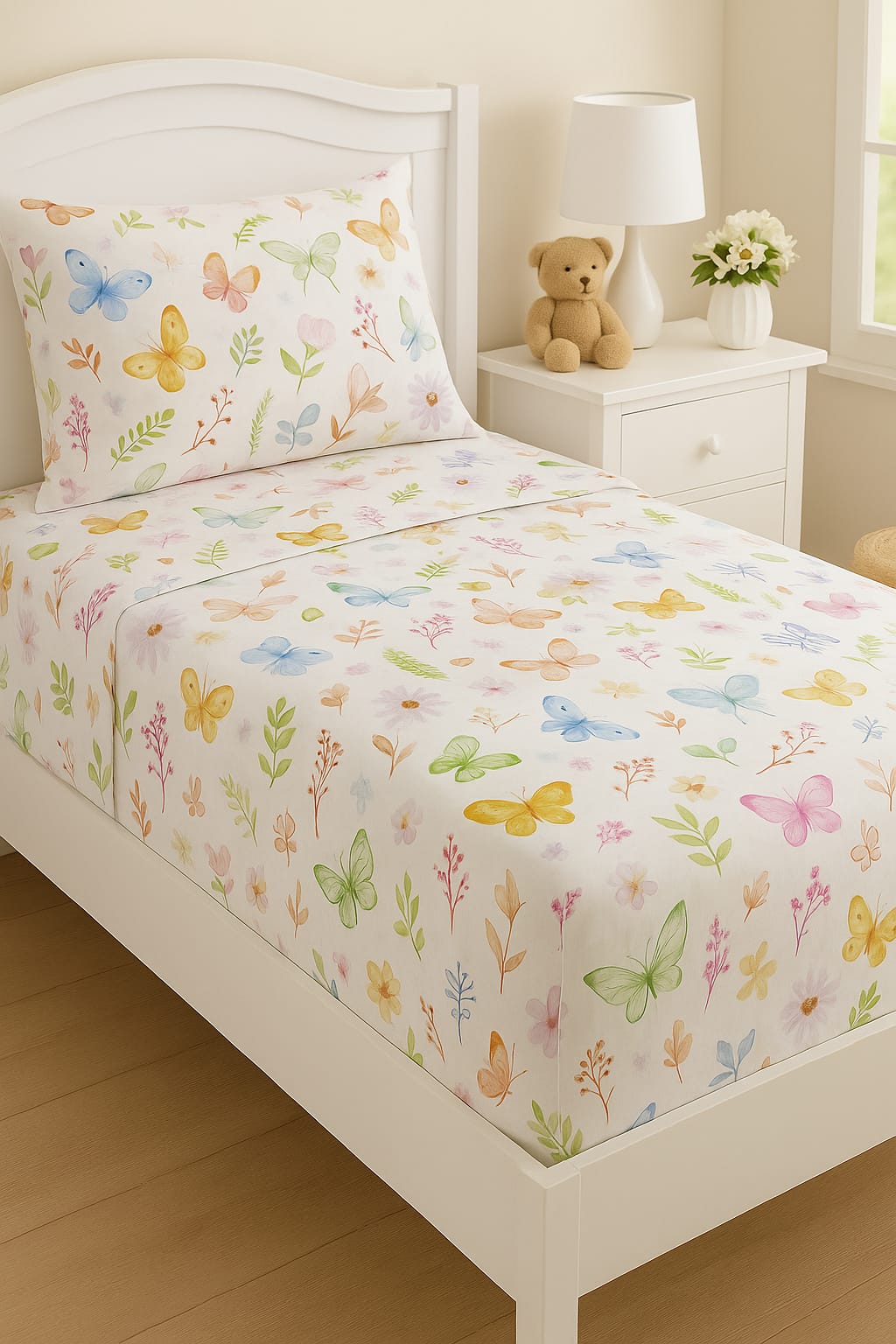 Butterfly Garden Kids Bedsheet Set β Cotton Single Bed
