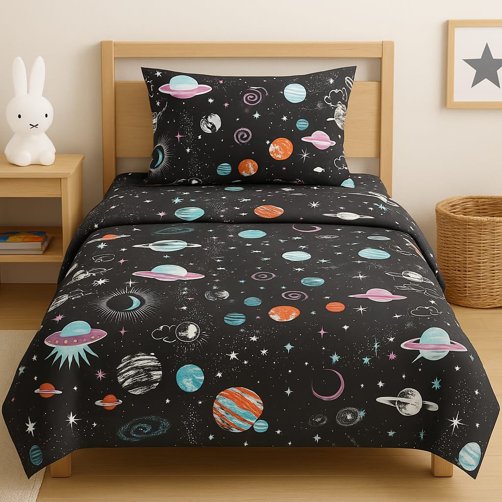 Cosmic Adventure Kids Bedsheet Single