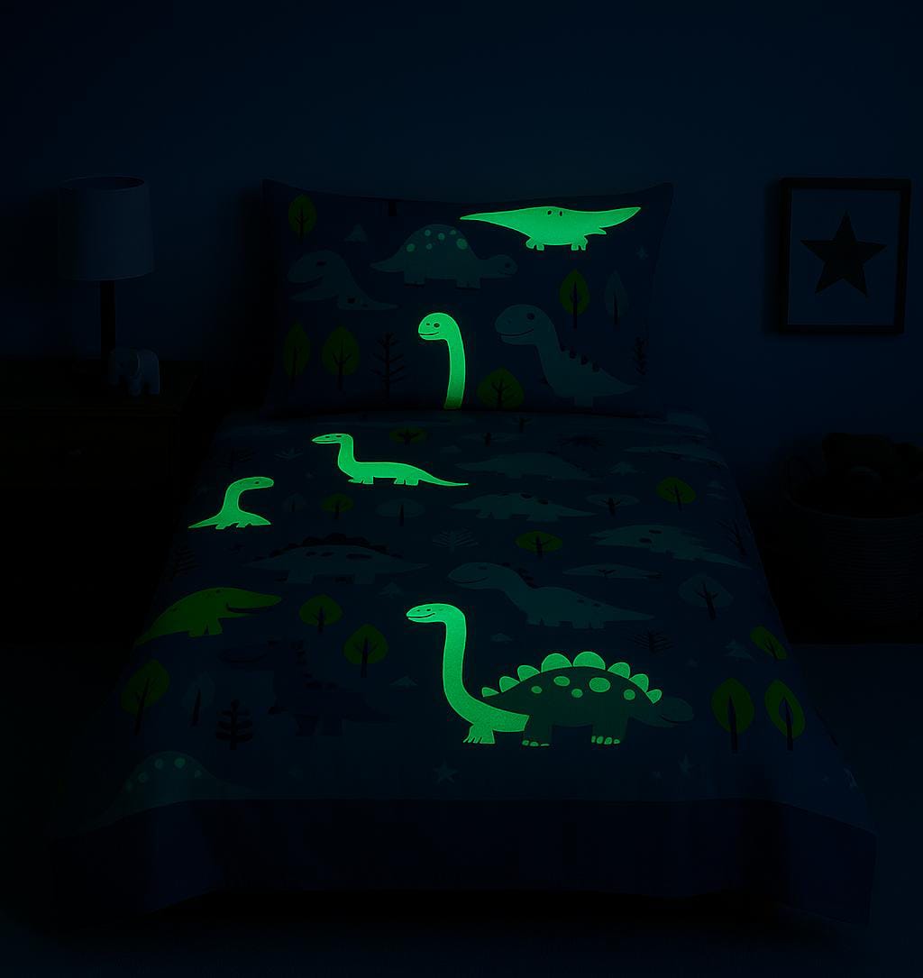 Glow in the Dark Dino Adventure Single Bedsheet