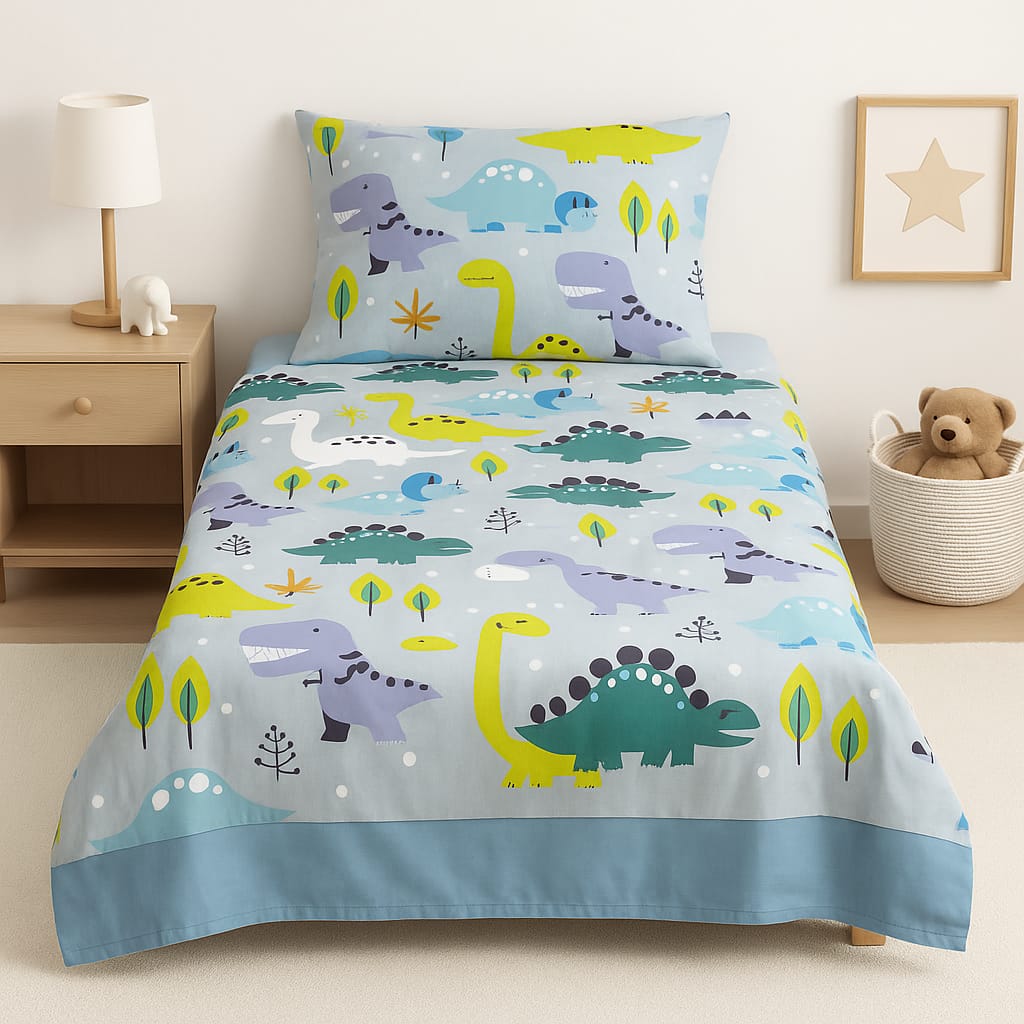 Glow in the Dark Dino Adventure Single Bedsheet
