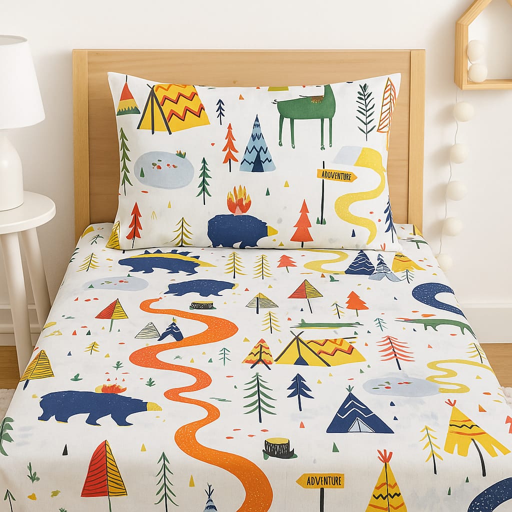 Adventure Trail Bedsheet Set –(Premium Cotton)