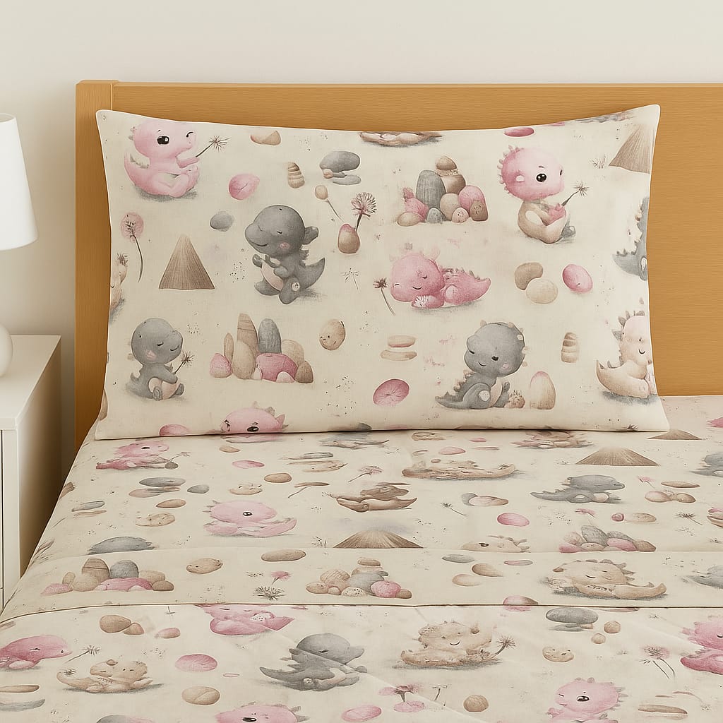 π¦ Pastel Dino Reversible Comforter Set β 3-Piece Single Bed Set