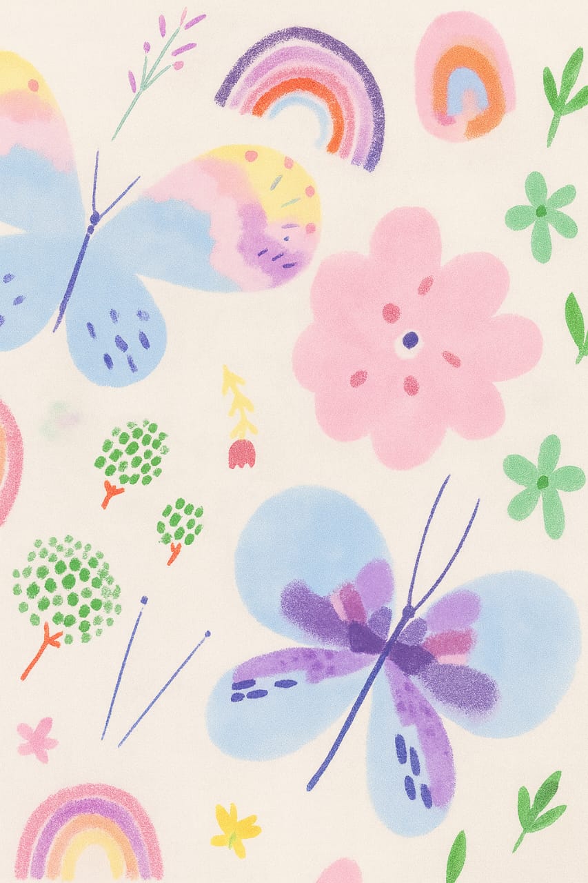 Pastel Flutter Garden – Single Cotton Bedsheet (Dual Piping Finish)