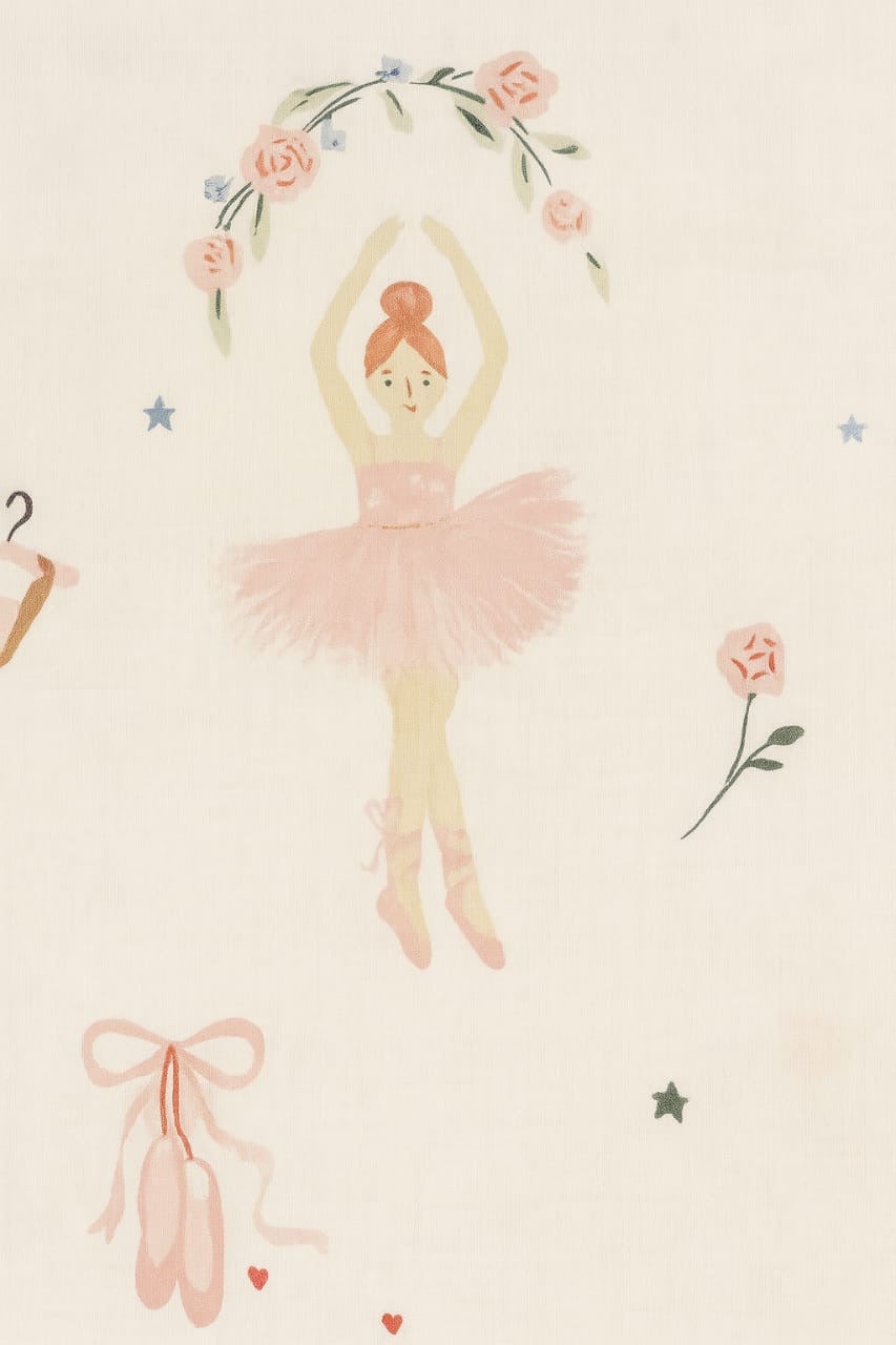 Pink Ballerina Dreams – Single premium Cotton Bedsheet (With Pink Piping Magzi)