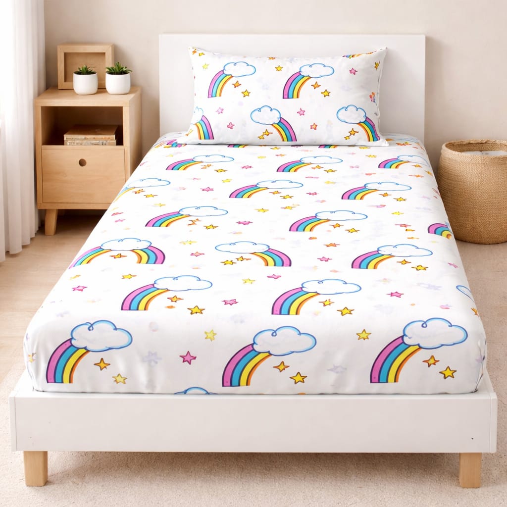Kids Rainbow Dreams Bedsheet Set – Single Bed