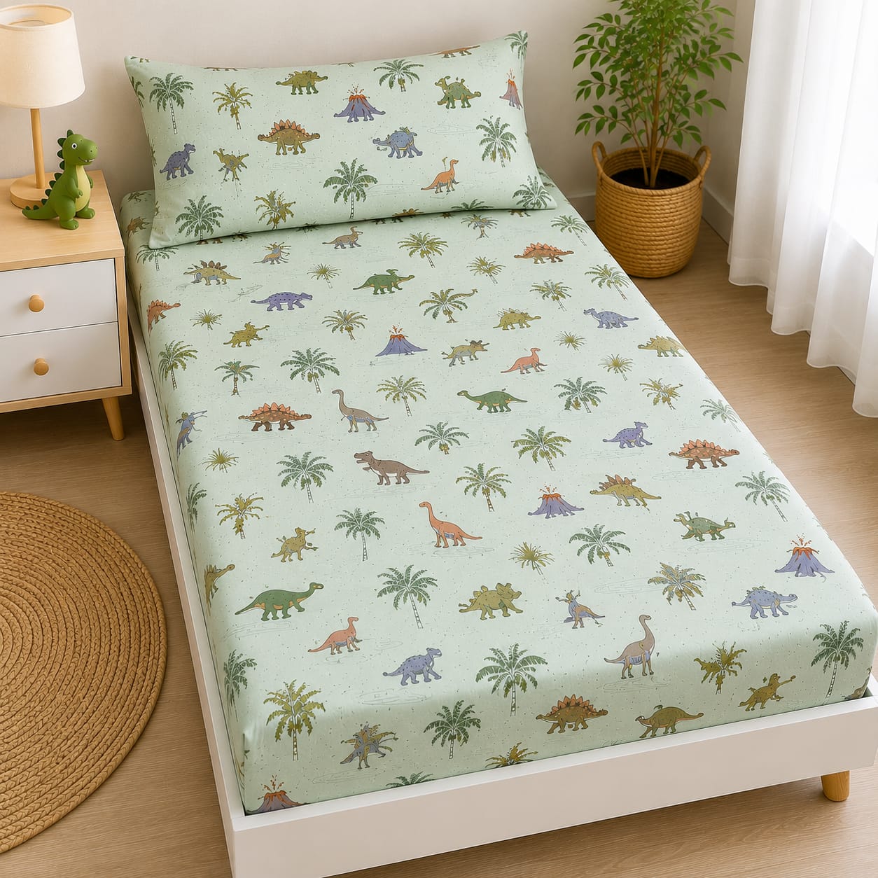 Little Dino Jungle Kids Bedsheet 🦕🌿