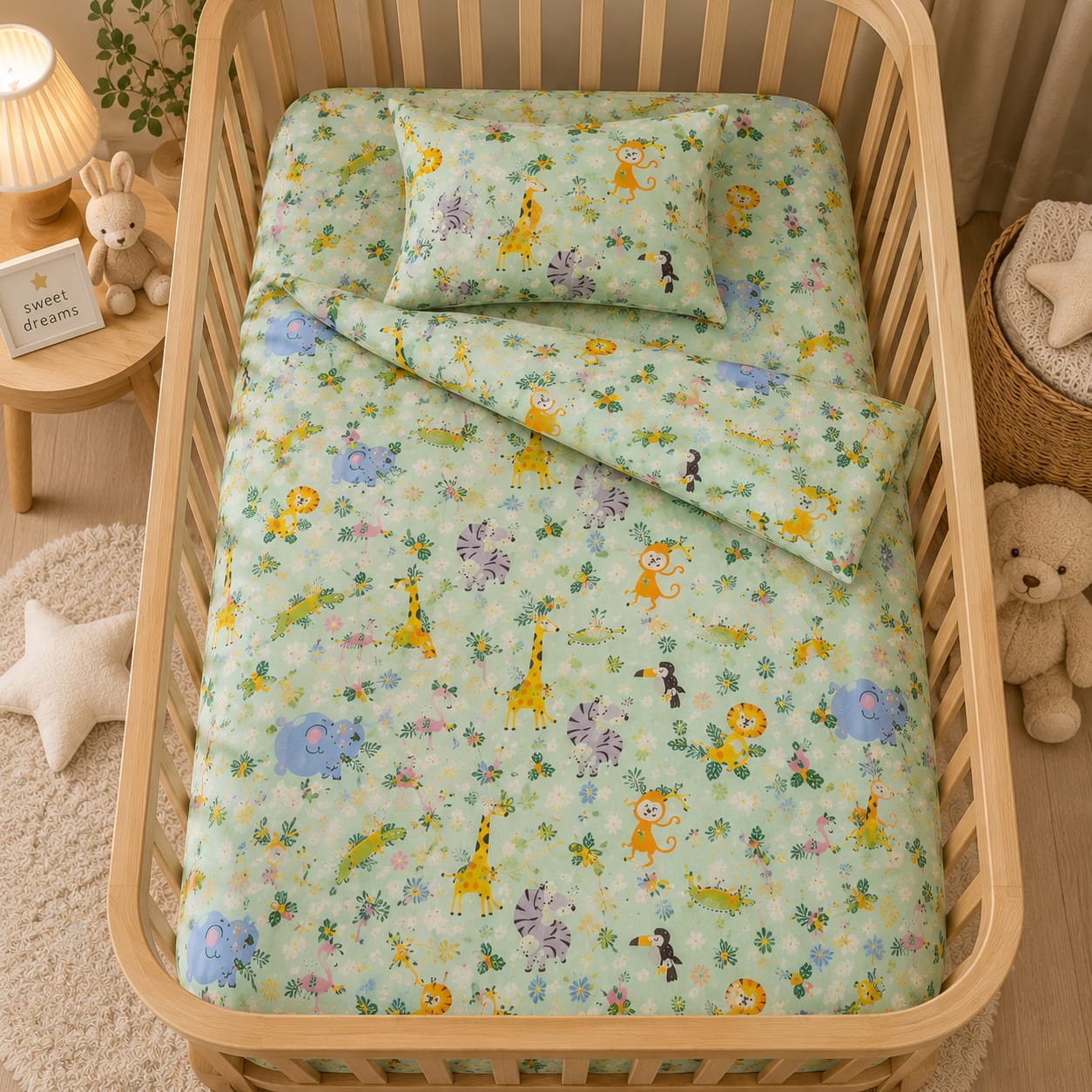 Safari Mint Dreams Baby Cot Bedding Set