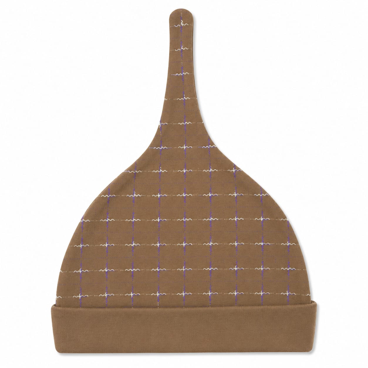 Mocha Grid Knot Baby Cap – Soft Cotton Newborn Beanie