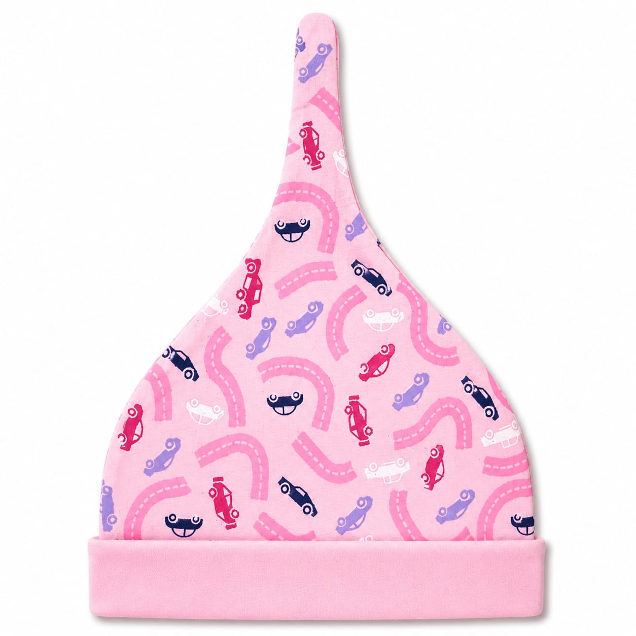 Pink Little Roads Newborn Knot Hat