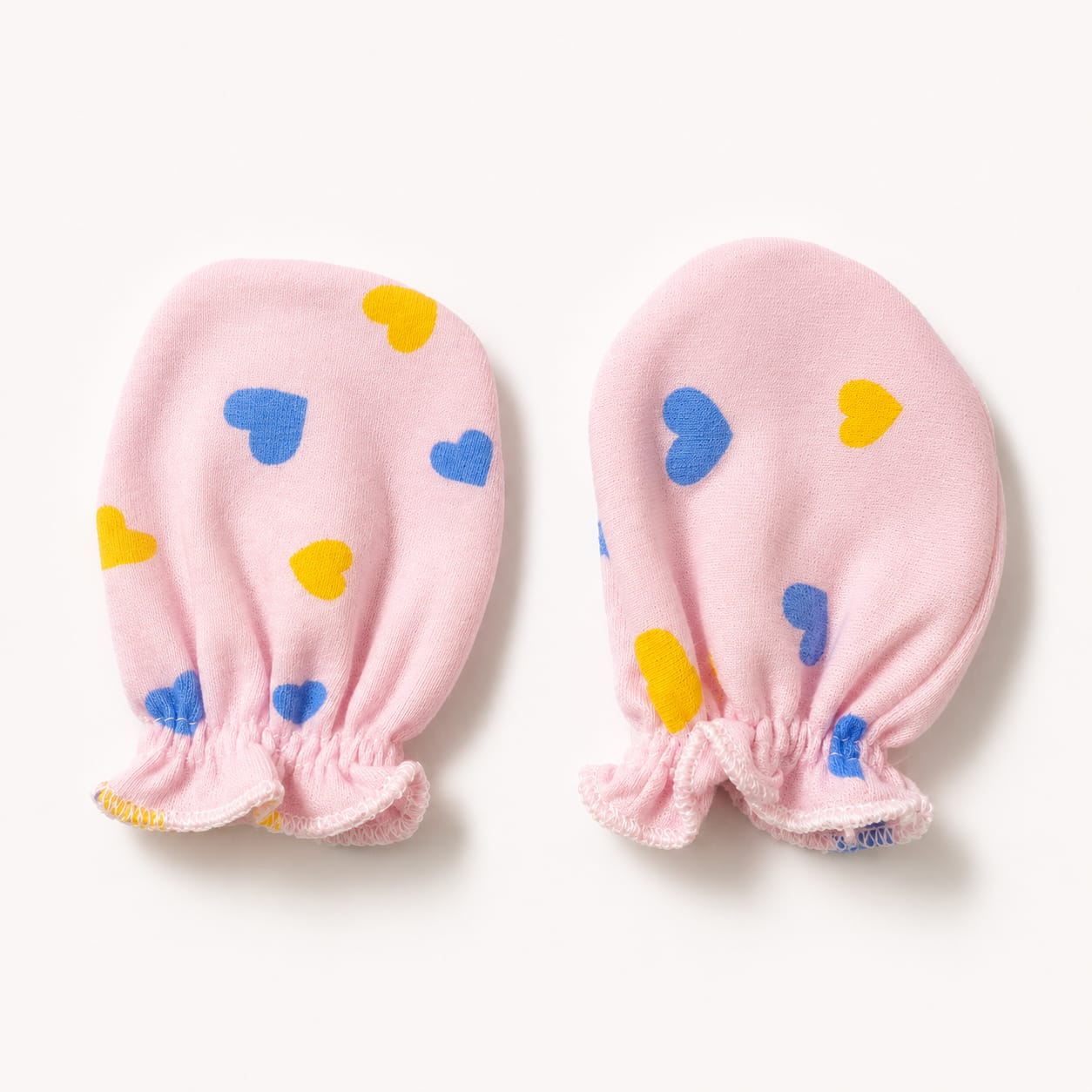Sweet Hearts Newborn Mittens – Soft Cotton Scratch Mitts (Pink)