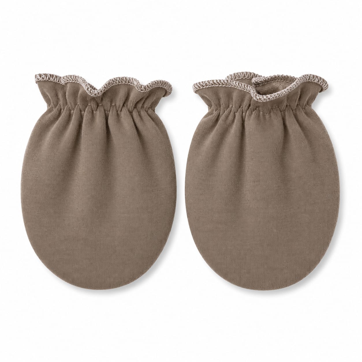 Taupe Beige Newborn Scratch Mittens – Soft Cotton Baby Gloves