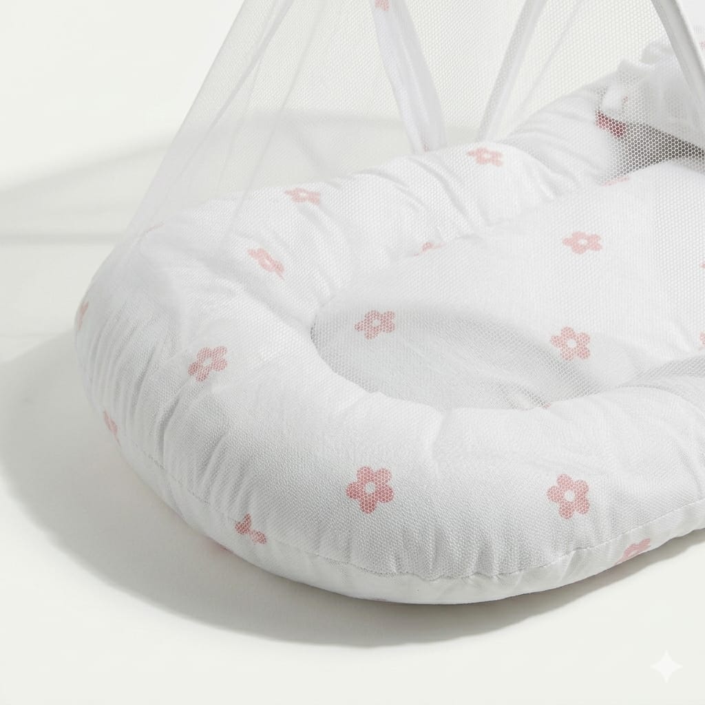 Floral Print Portable Baby Nest with Integrated Mosquito Net