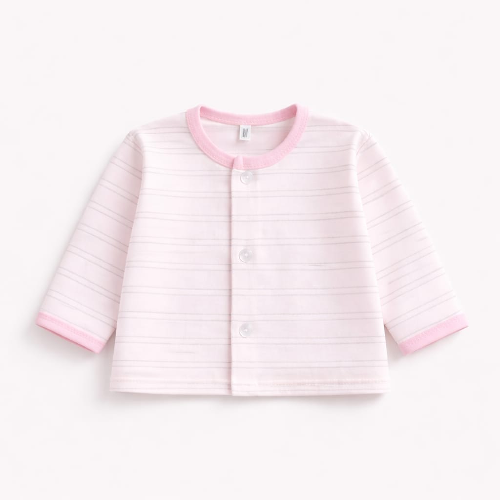 Soft Baby Pink Stripe Newborn Sleepwear Set (2-Piece)