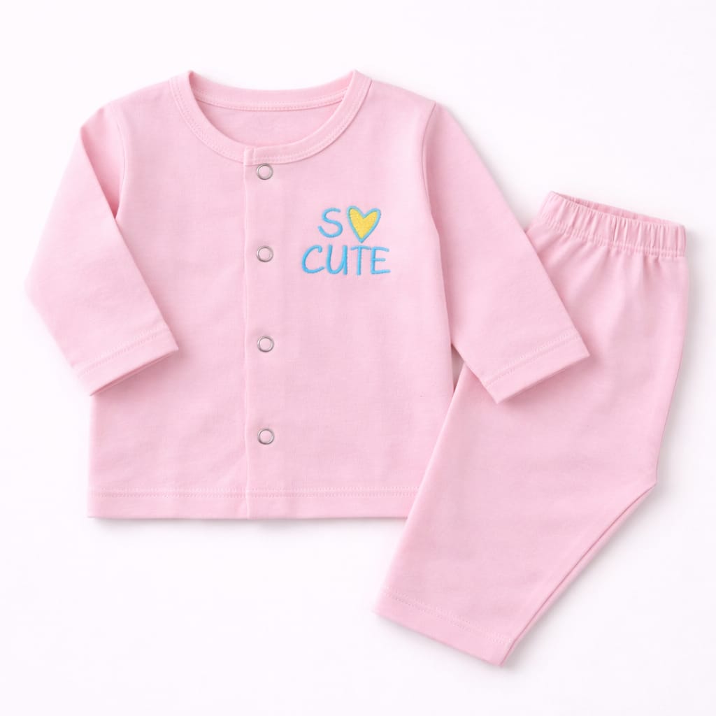 So Cute Baby Pink Night Suit Set (2-Piece)