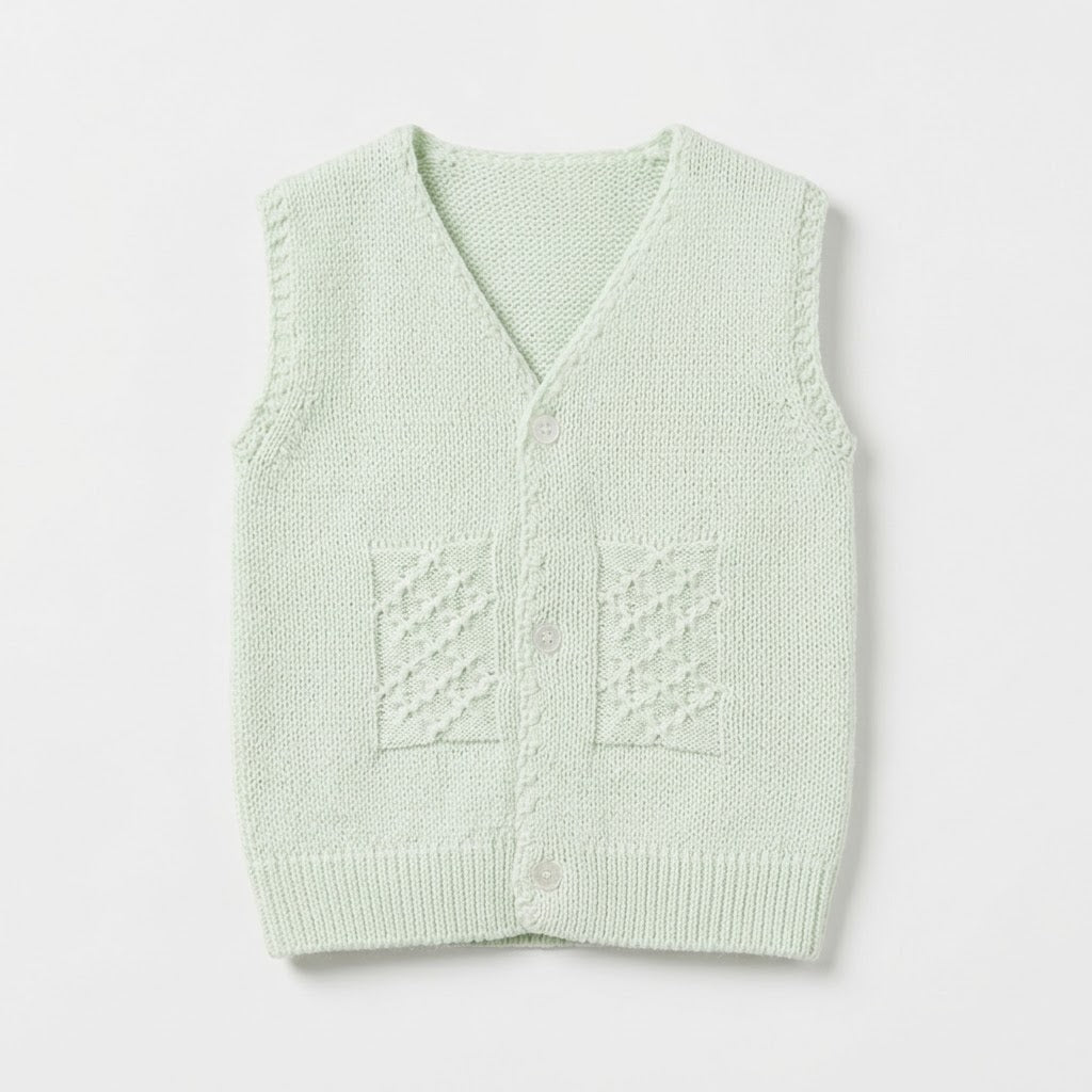 Classic Light Green Textured Knit Baby Vest