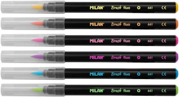 Milan Fluorescent Brush Markers Set Of 6