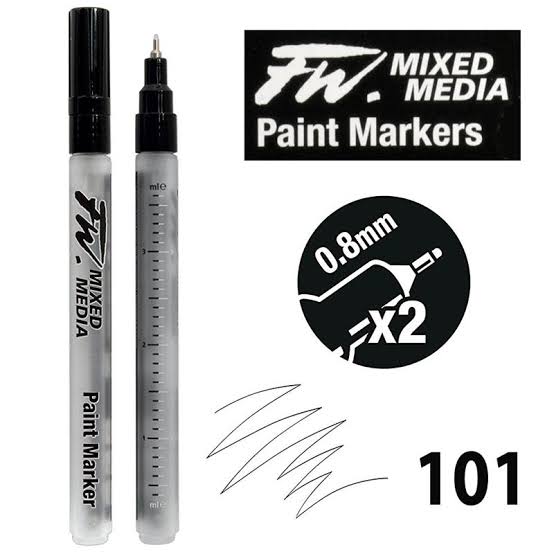 Daler Rowney FW Mixed Media Technical Paint Markers 0.8mm Pack Of 2 – Refillable