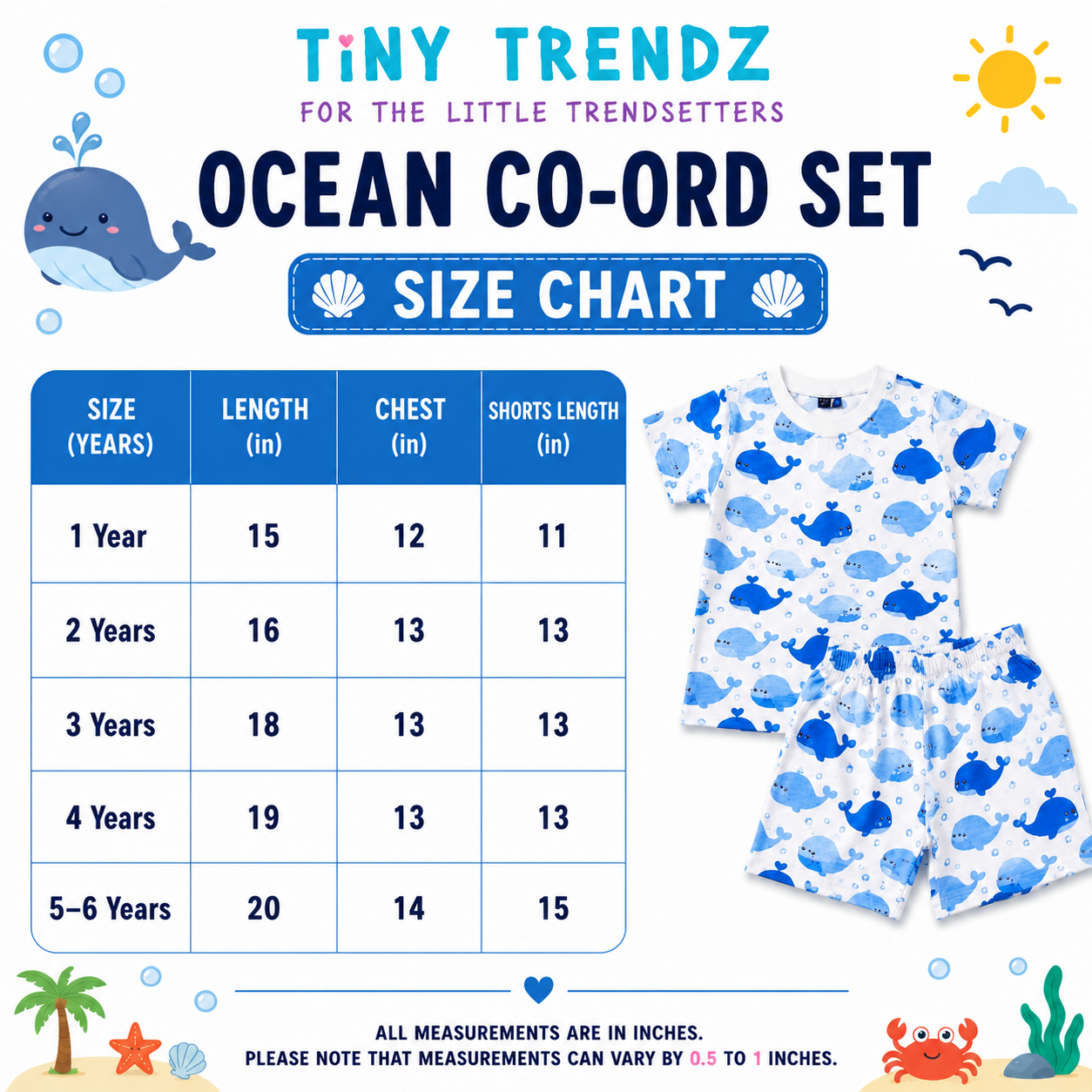 TinyTrendz Ocean Buddy Co-ord Set 🐋💙