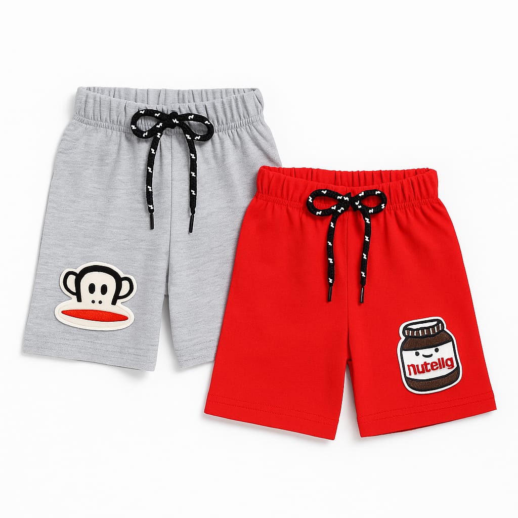 Monkey & Nutella Shorts Duo – Red & Grey
