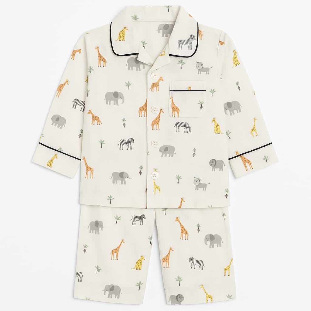 Tiny Safari Snuggle Cotton Full Sleeves Night Suit