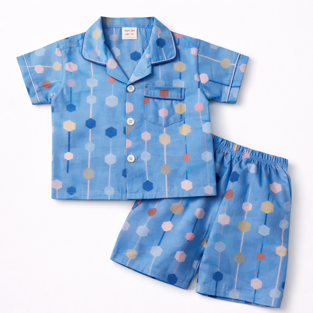 Sky Dots Cotton Night Suit (Shorts)