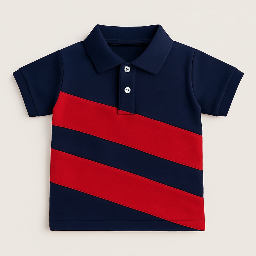 Stripe Pop Polo (Red & Navy)