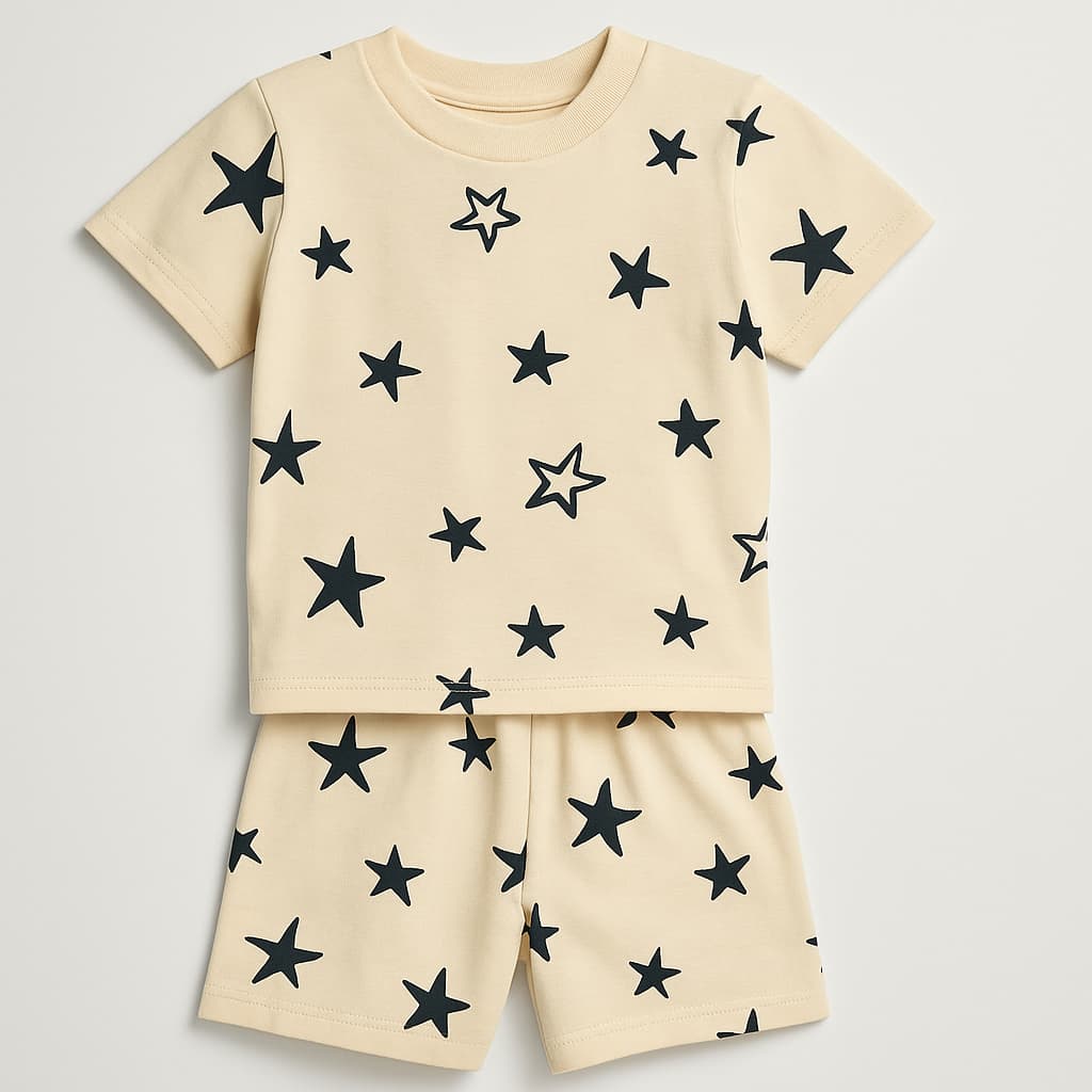 Starry Cream Shirt & Shorts Set