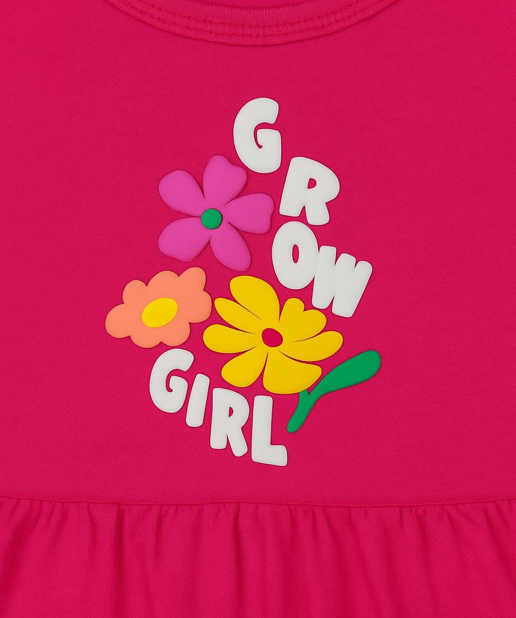 Puff Petals frock Shocking Pink