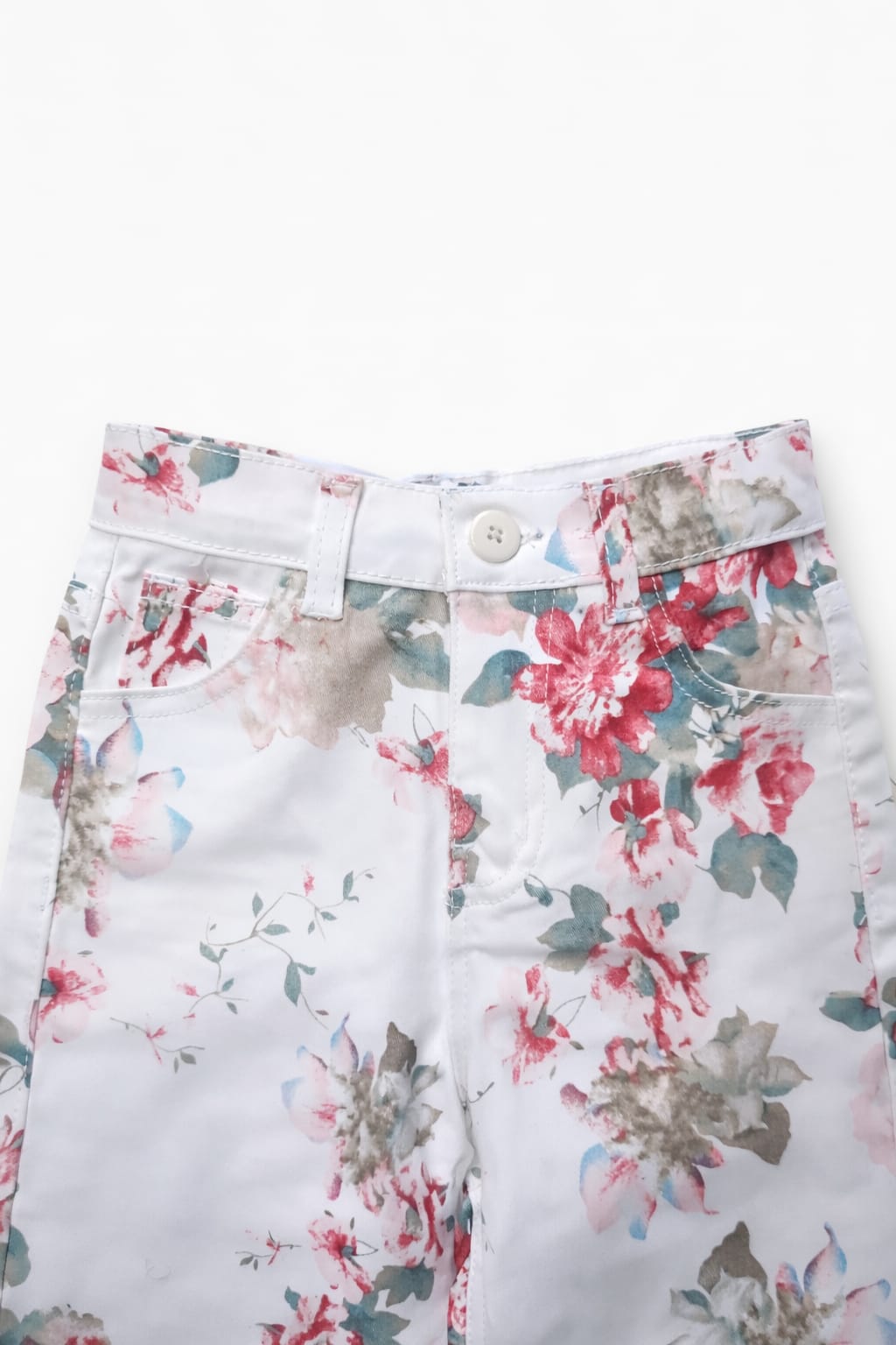White Rose Garden Floral Denim Jeans