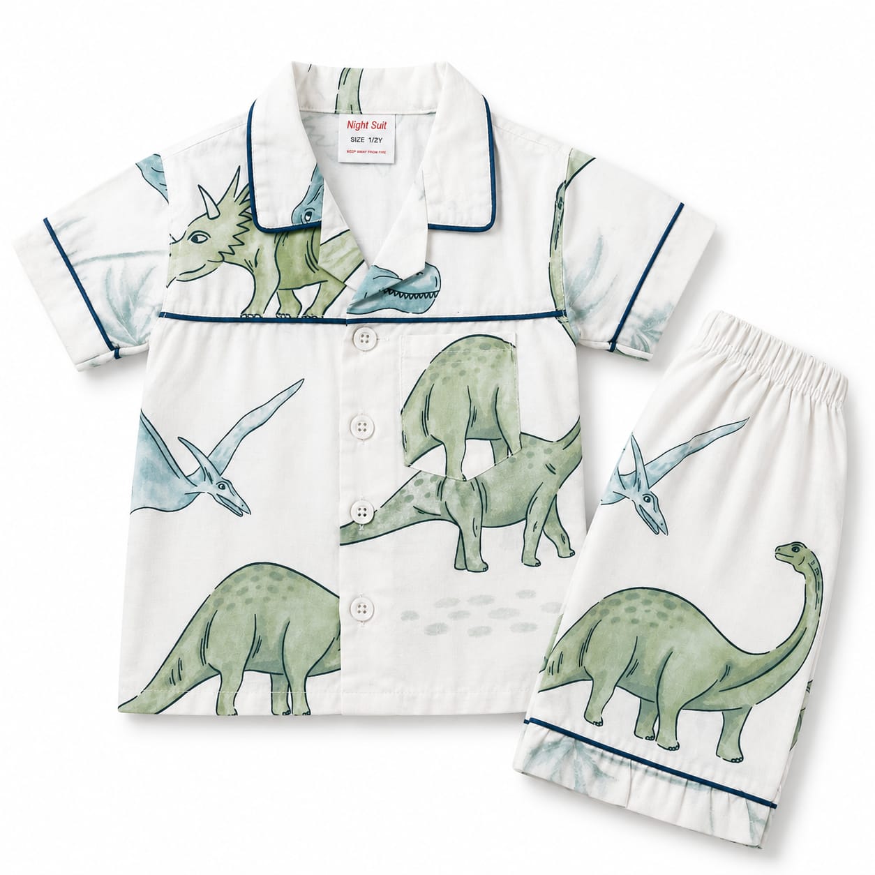 Dino Explorer Kids Cotton Night Suit Set
