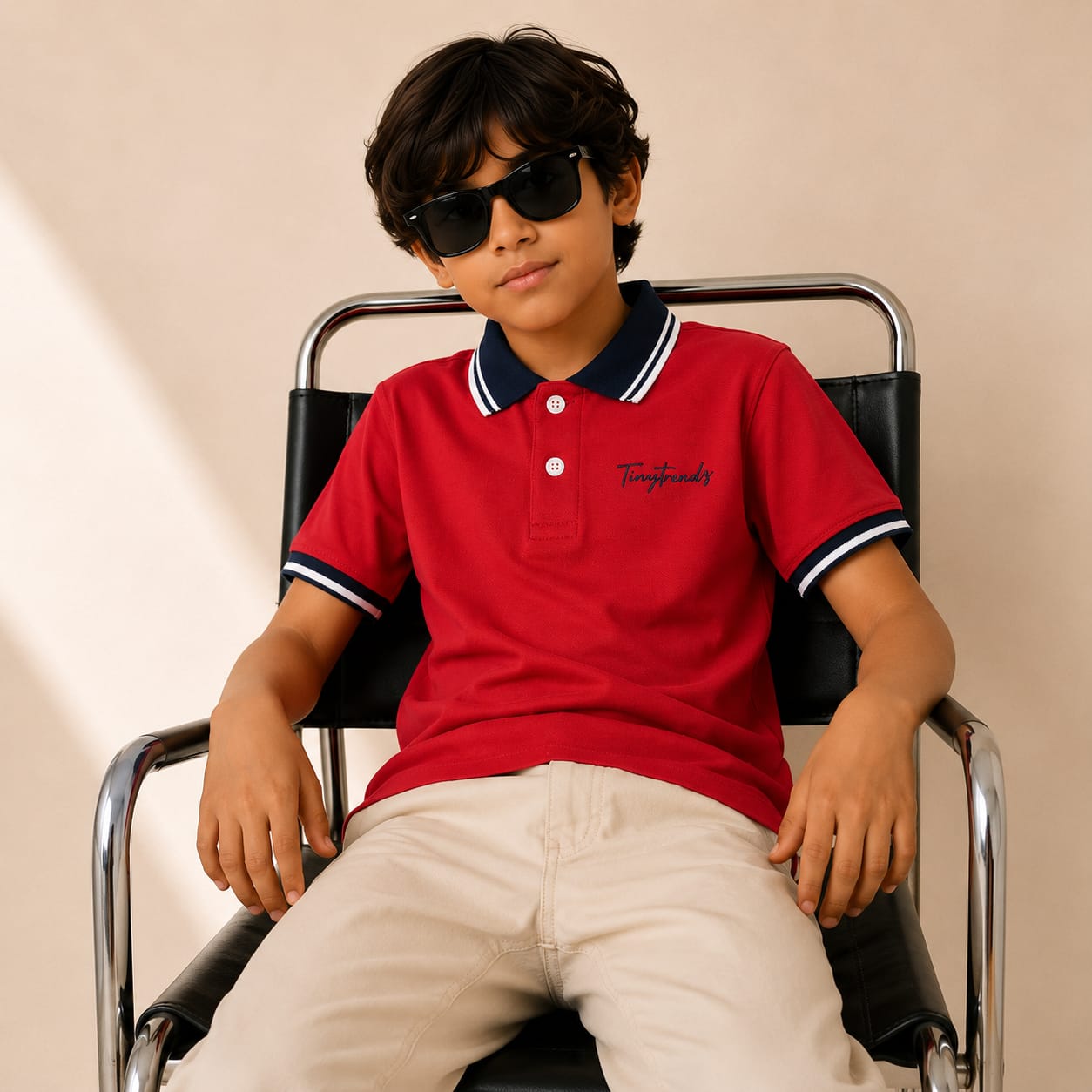 TinyTrendz Red Crimson Classic Polo Tee