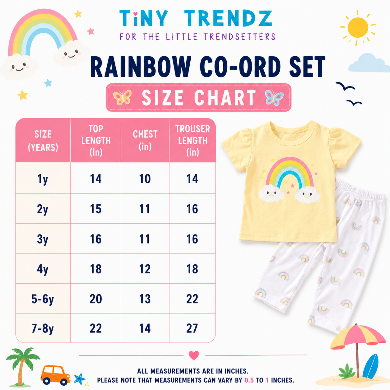 TinyTrendz Rainbow Wishes Co-ord Set 🌈☁️