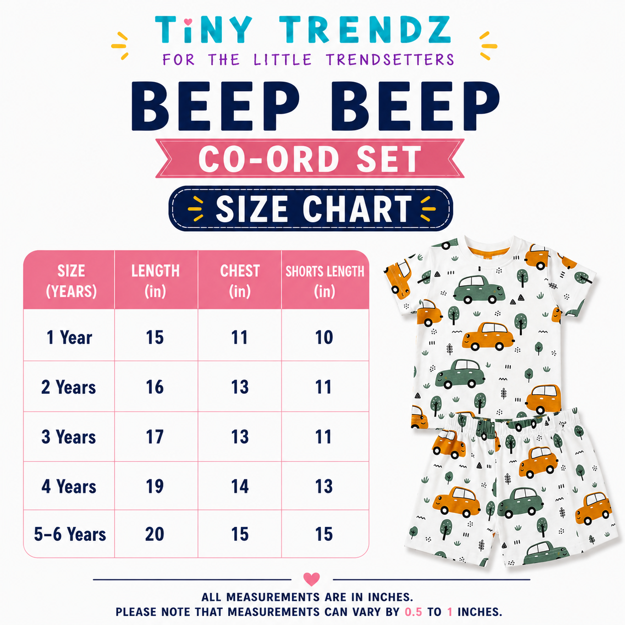 TinyTrendz Beep Beep Buddies Co-ord Set