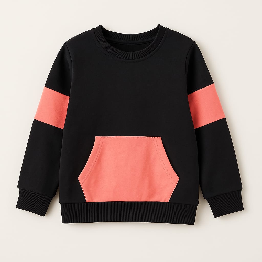 Black & Coral Pocket Patch Fleece Pajama Set