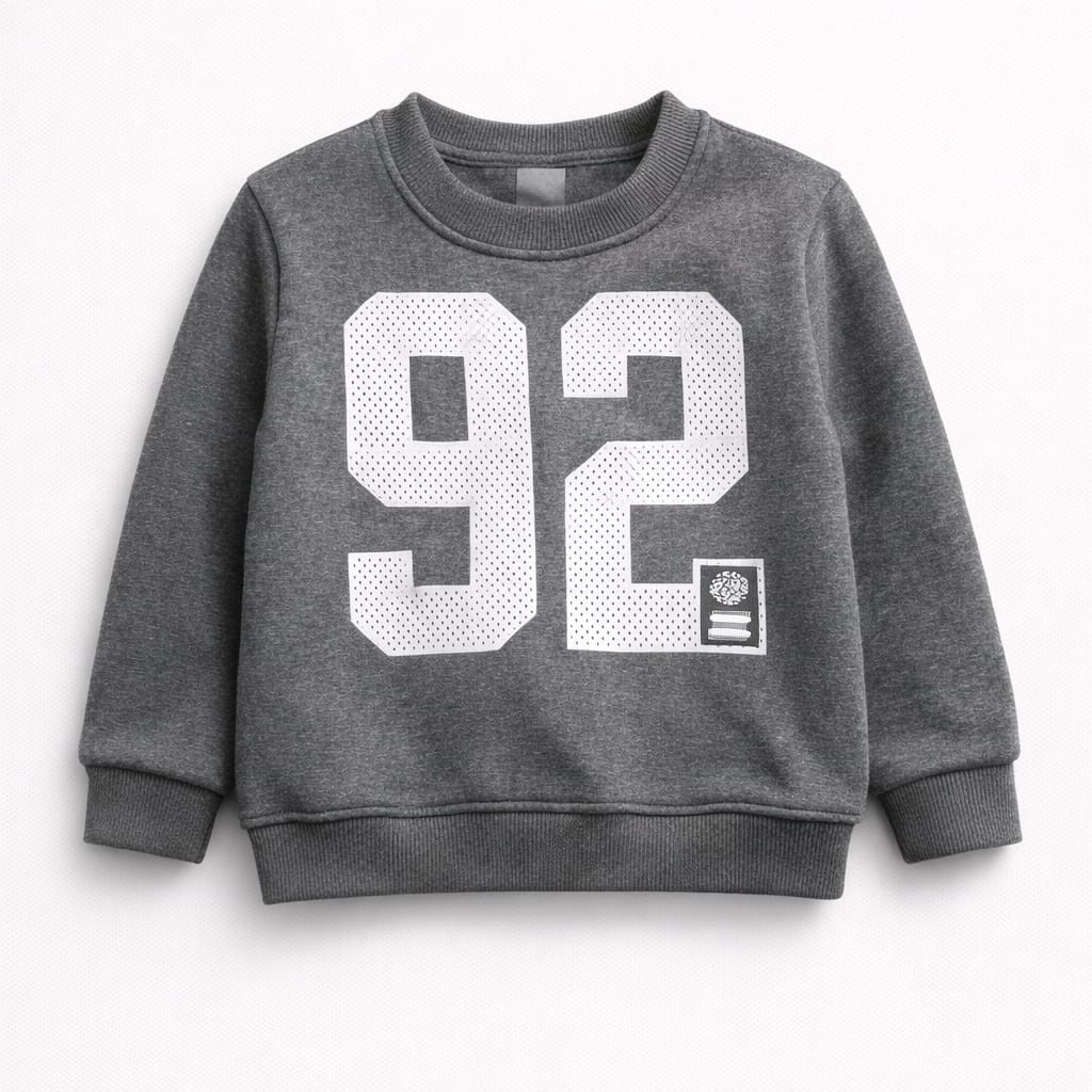 TinyTrendz Kids Grey “92” Fleece Tracksuit – Winter Co-Ord Set