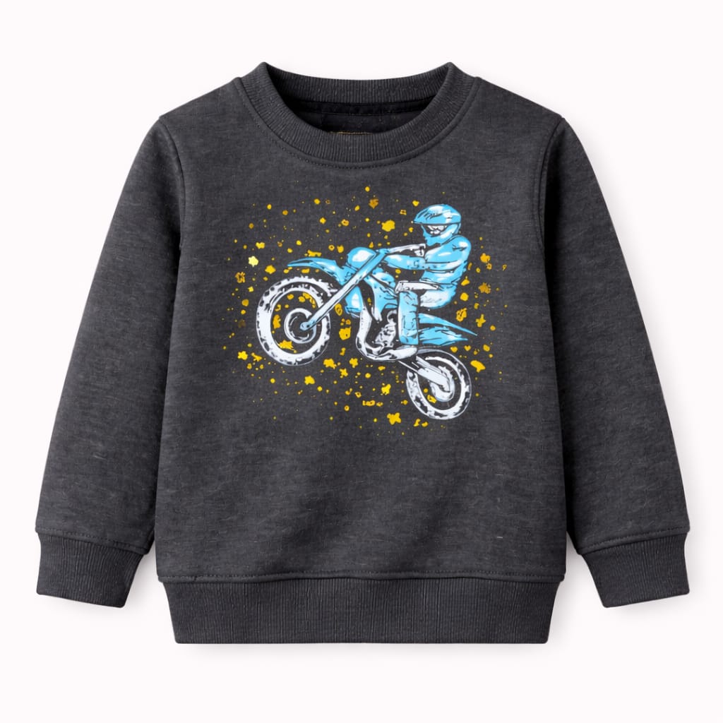 Moto Rider Charcoal Kids Fleece Tracksuit (2-Piece Set)