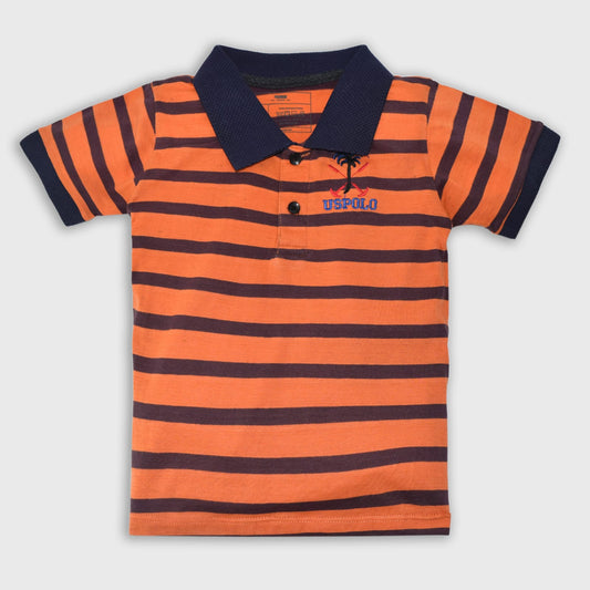 Kids Polo Stripes (Orange and Black)