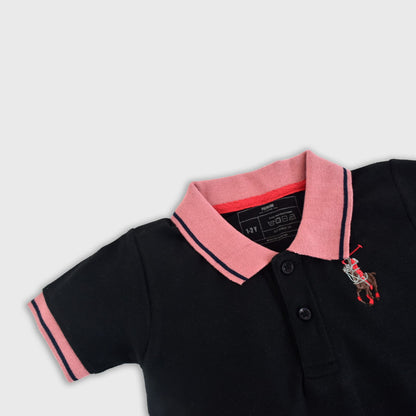 Kids Polo (black & tea pink)