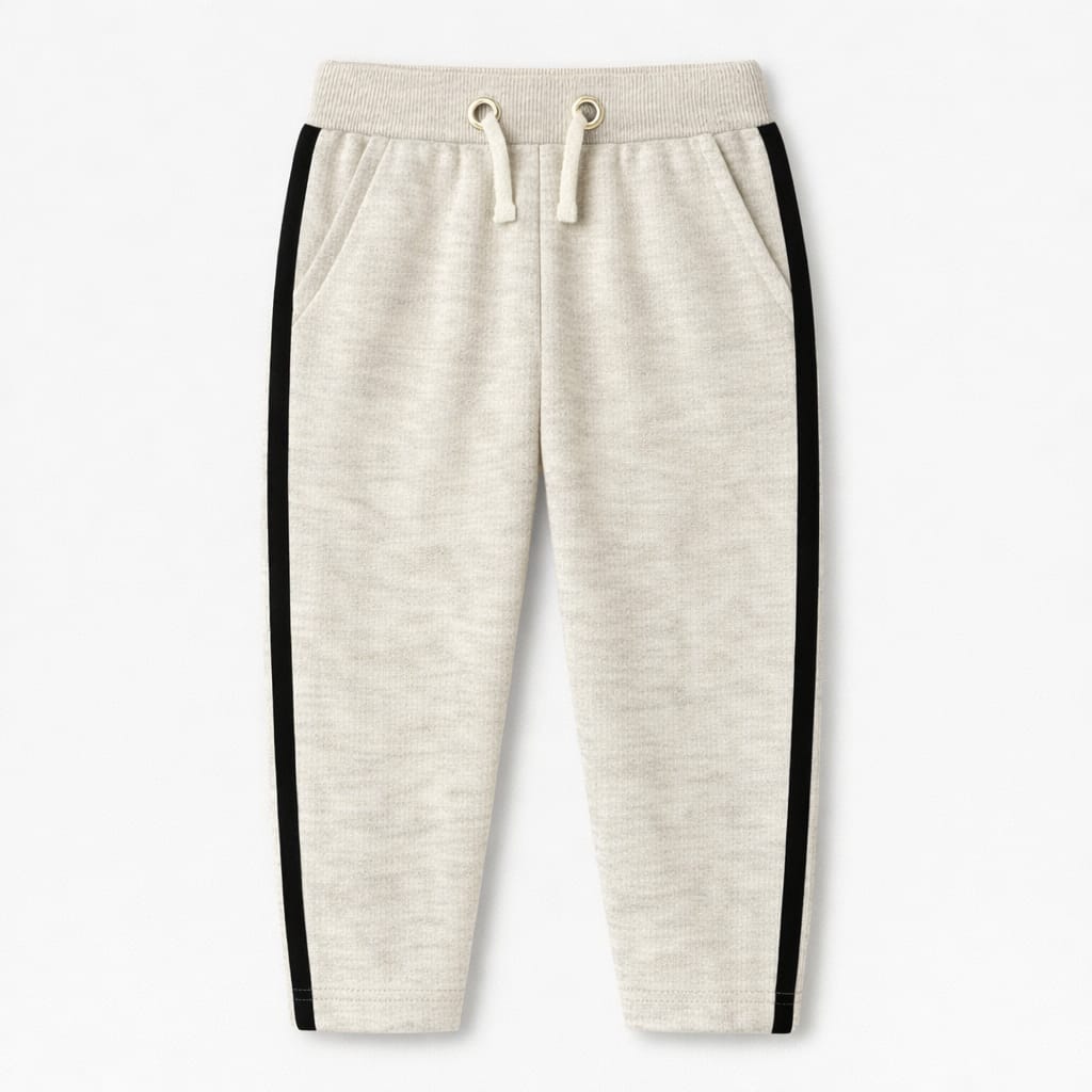 Oatmeal Classic Side Stripe Straight-Leg Joggers for Kids