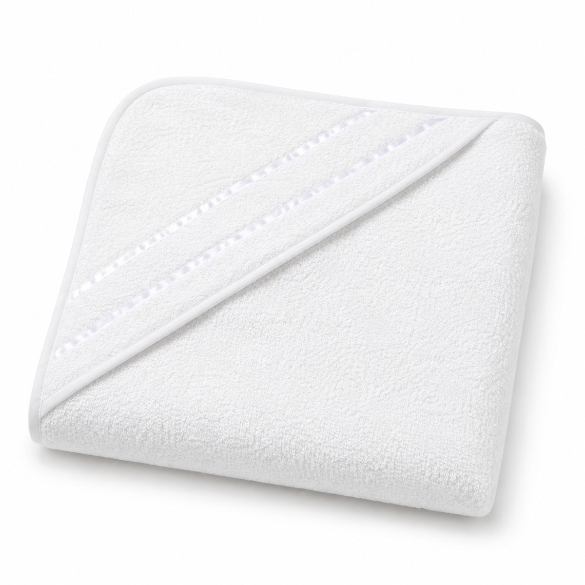 Classic White Hooded Baby Bath Towel – 30 × 29 Inches