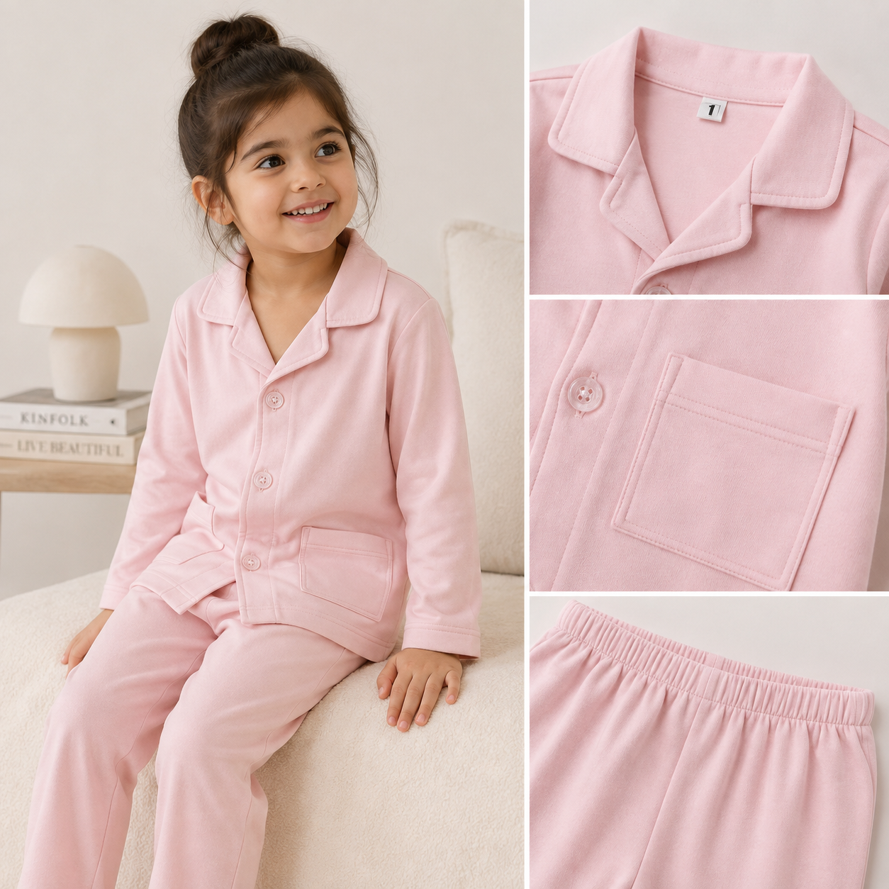 Premium Soft Cotton Night Suit – Baby Pink