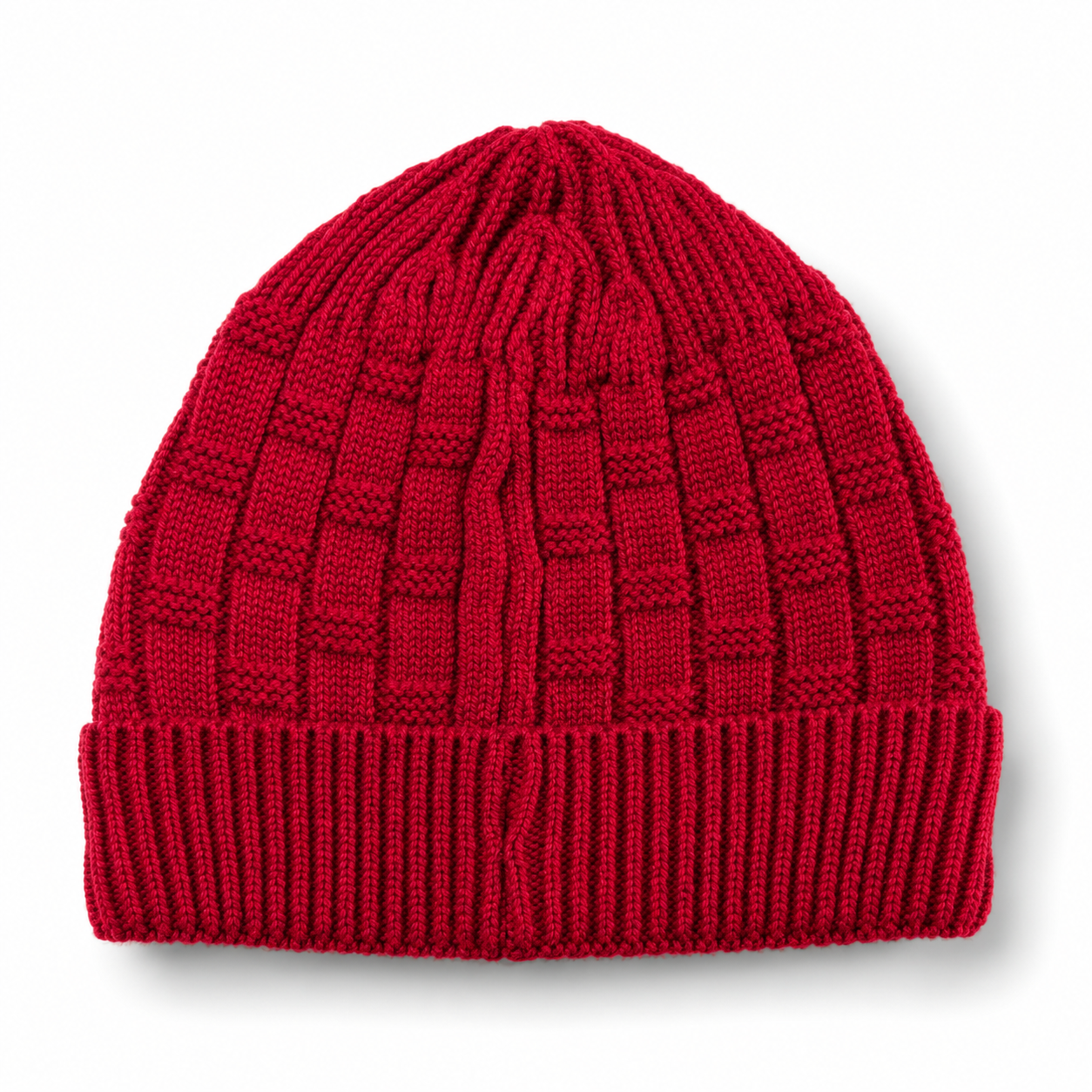 Red Textured Knit Baby Cap