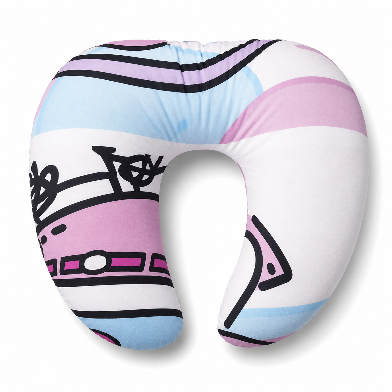 Pastel Bicycle Print Baby U-Shaped Feeding Pillow
